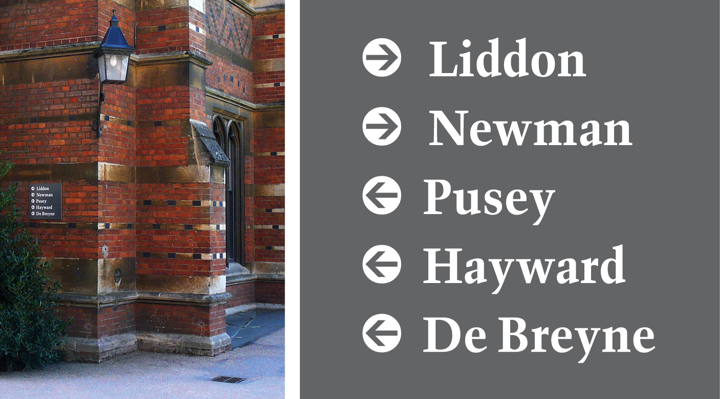 Keble College signage